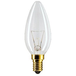 E14 Candle  Clear  125V/130V 25w