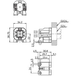 Lampholder GX24Q5 to screw vertical