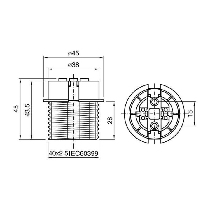 A13740E27NOIR Kit douille E27 Noir Plastique