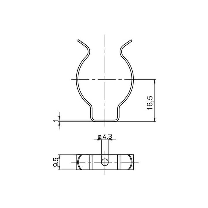 A235600037SVD Clip Chromé de fixation pour Tube ou Circline Diamètre 26mm /32mm
