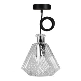 Crystal Jim pendant light E27 Clear Glass on hook + 1.5M Cable (2x0.75