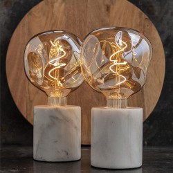 White Marble table lamp E27 90x100mm + cord + inter 1.8 meter