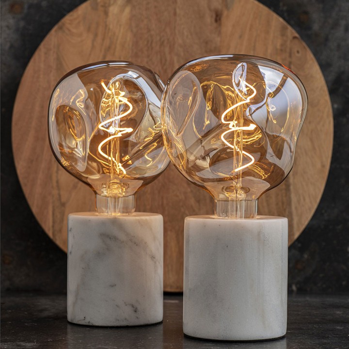 White Marble table lamp E27 90x100mm + cord + inter 1.8 meter