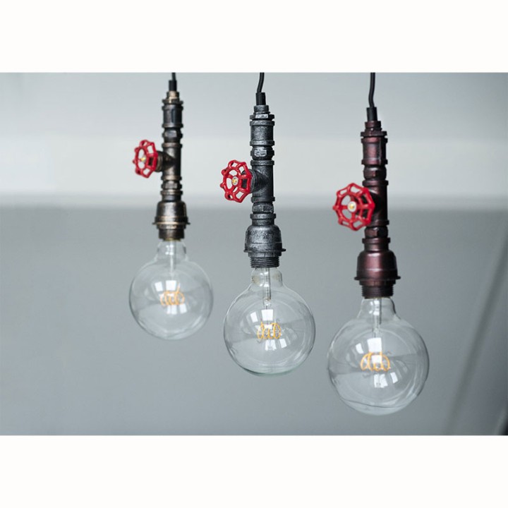 P090500141059 Suspension Tuyau d'incendie E27 Noir/Argent 1.3M Câble Noir