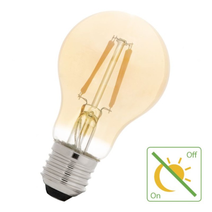 6010500141865 E27 LED A60 240V 4W 2200K Or Effet filament Capteur Jour/Nuit