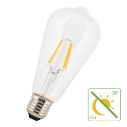 E27 LED ST64 240V 4W 2700K Clear Filament Effect Day / Night Sensor