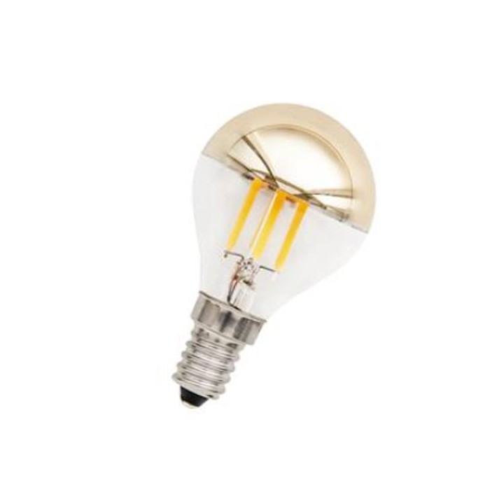 E14 Sphérique led effet filament 4w Claire Calotte Dorée 230v LAES