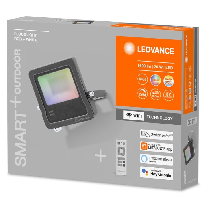 Projecteur led  20w 3000K RGB + télécommande + wifi LEDVANCE