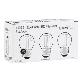 EcoPack Lot 3pcs LED FIL G45 E27 2W (22W) 220lm 827 Clear