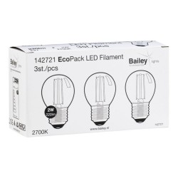 EcoPack Lot 3pcs LED FIL G45 E27 2W (22W) 220lm 827 Clair