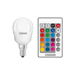 E14 Spherical LED STAR+ RGBW 827 4.2w = 25w IR remote control OSRAM