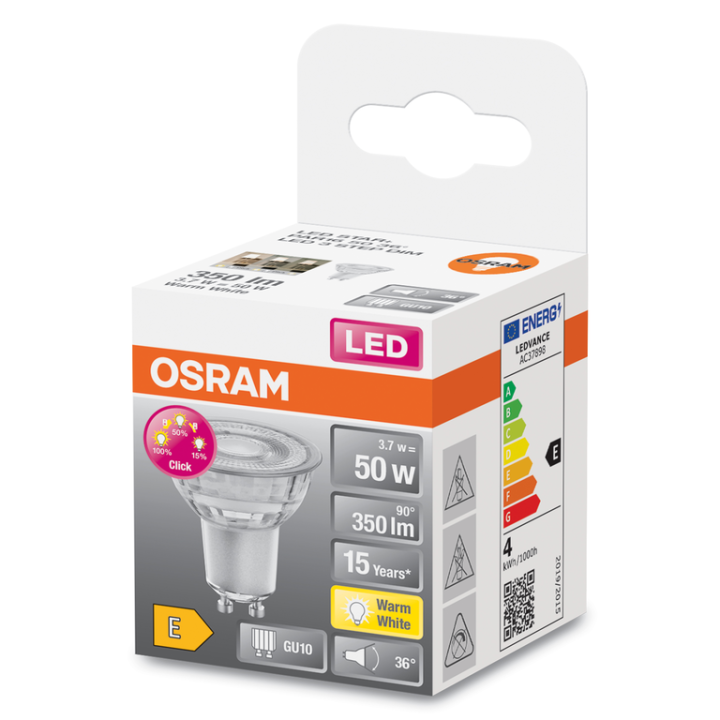 GU10 LED reflector STAR 3.7w = 50w 827 36° 3 powers OSRAM