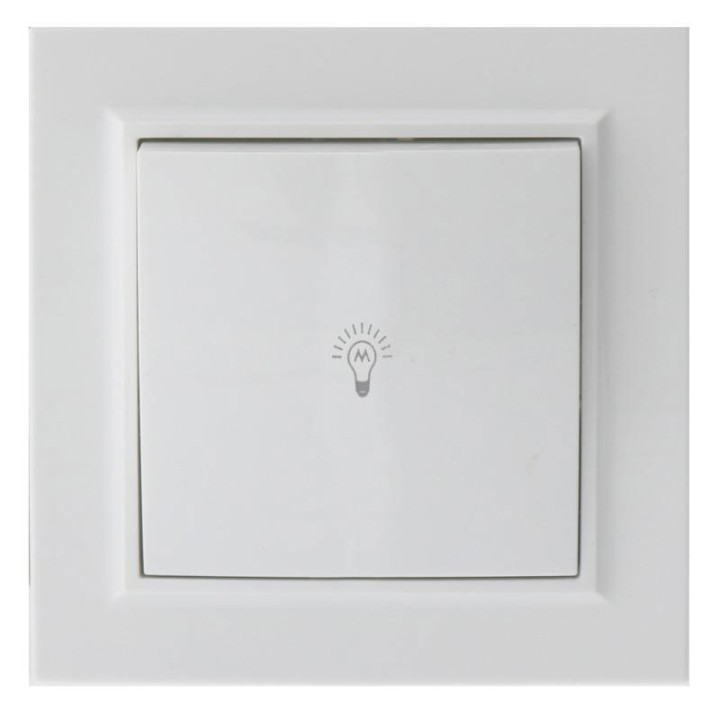 Single push button 10A IP20 84x84mm White recessed with frame