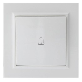 Doorbell push button 10A IP20 84x84mm White recessed with frame
