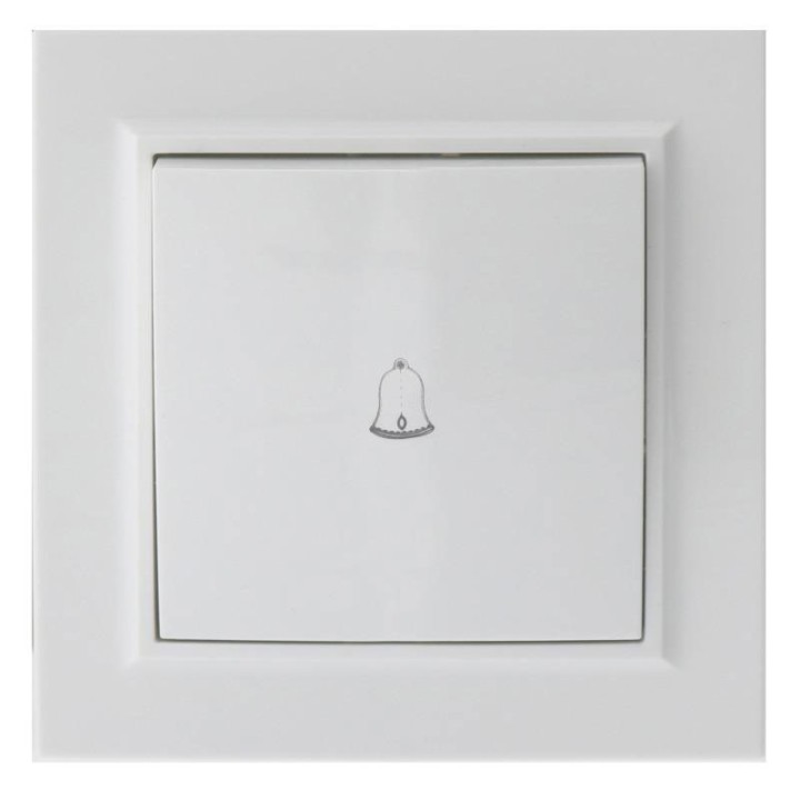 Doorbell push button 10A IP20 84x84mm White recessed with frame