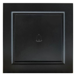 Doorbell push button 10A IP20 84x84mm Matte Black recessed with frame