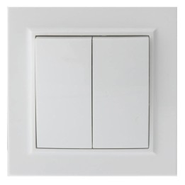 Double Interrupteur 10A IP20 84x84mm Blanc Brillant à encastré avec ca