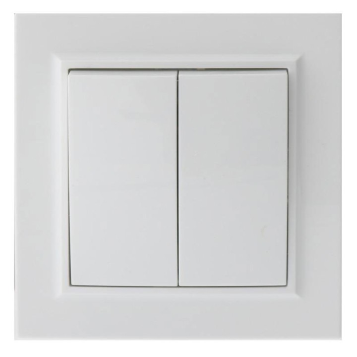 Double Interrupteur Va et vient 10A IP20 84x84mm Blanc Brillant à enca
