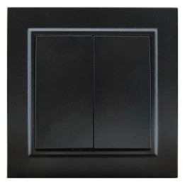 Double Switch Two-way 10A IP20 84x84mm Glossy Matte black recessed wit