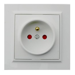 French socket outlet 16A IP20 84x84mm Glossy White recessed with frame
