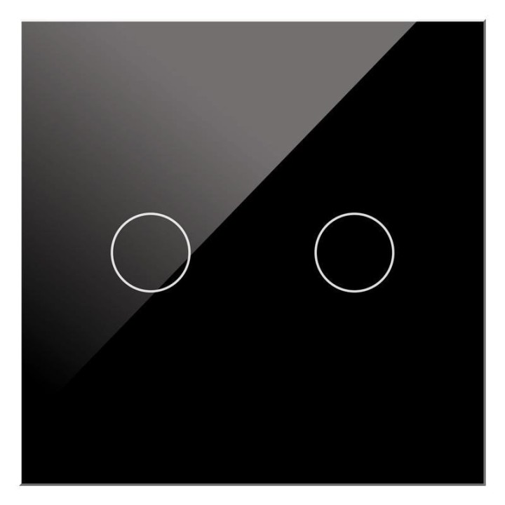 Double touch switch 10A IP20 86x86mm Glossy mate Black recessed w