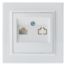 Internet socket RJ45 IP20 84x84mm Shiny White recessed with frame