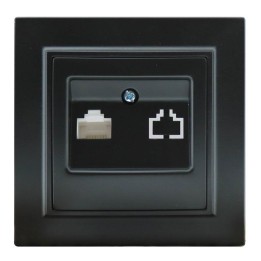 Internet socket RJ45 IP20 84x84mm Shiny matte black recessed with fram