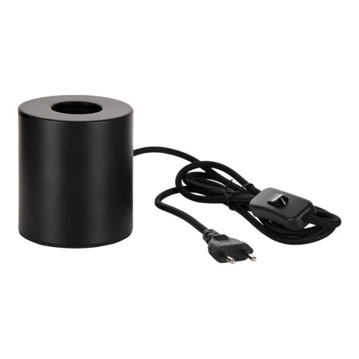 Table lamp E27 Black Metal with 1.5m Textile Cable with Switch and 2P 