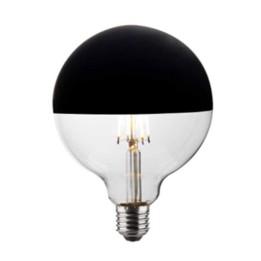 E27 globe 95 Black bowl LED effect filament 6w=48w 2700K Dimmable LAES