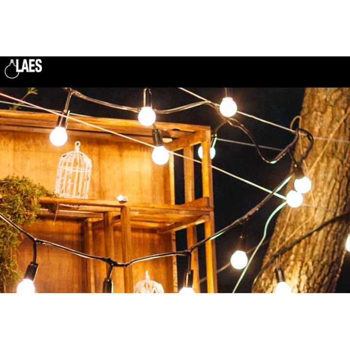 Black Garland of 10 meters 220-240V with 20 sockets E27 (20x 25W)