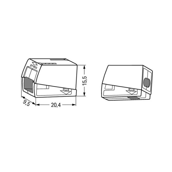 Bornier de raccordement Wago 224-112 Series, 1 pôle, 24A