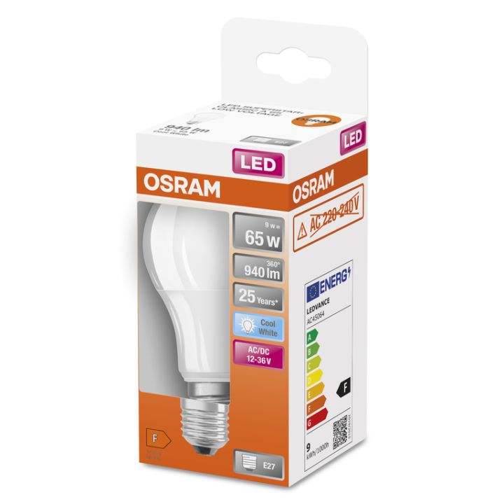 E27 Standard Led STAR 9w 840 Frosted TBT 12-36V Osram