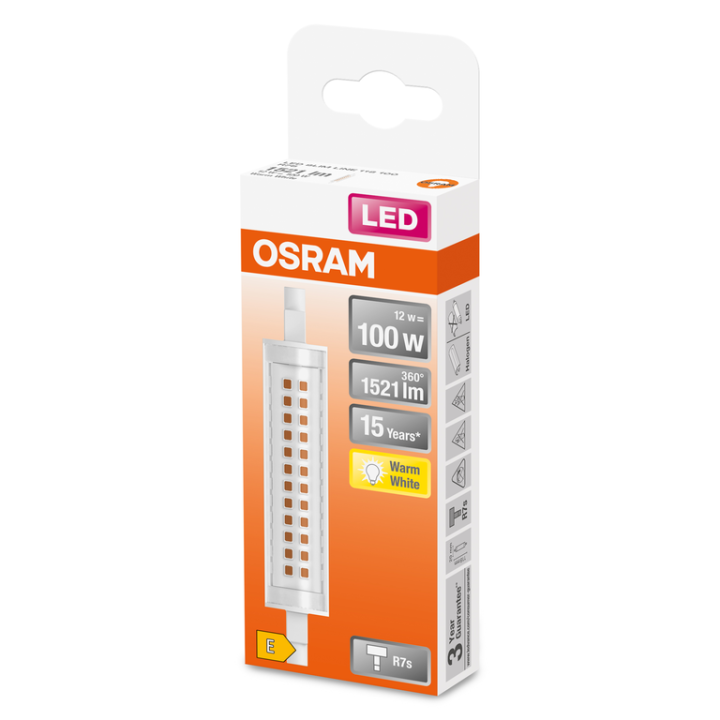 R7s LED SLIMLINE 12w = 100w 827 118mm OSRAM