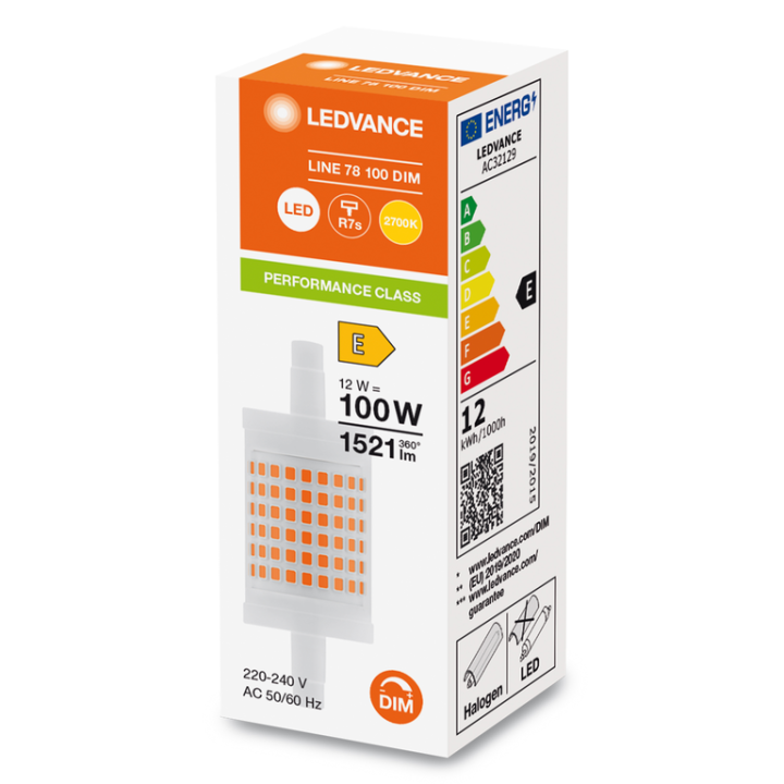 R7S LED PFM 12w = 100w 827 78mm Dimmable Ledvance