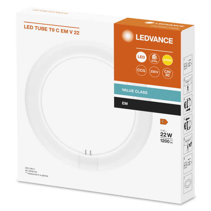 G10Q LED Circline T9 11w = 22w 830 220-240v Ledvance