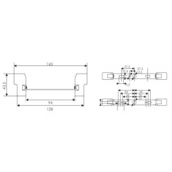 Base R7S 118mm 6A 250v 350°C square steel with cable 25cm SQ62