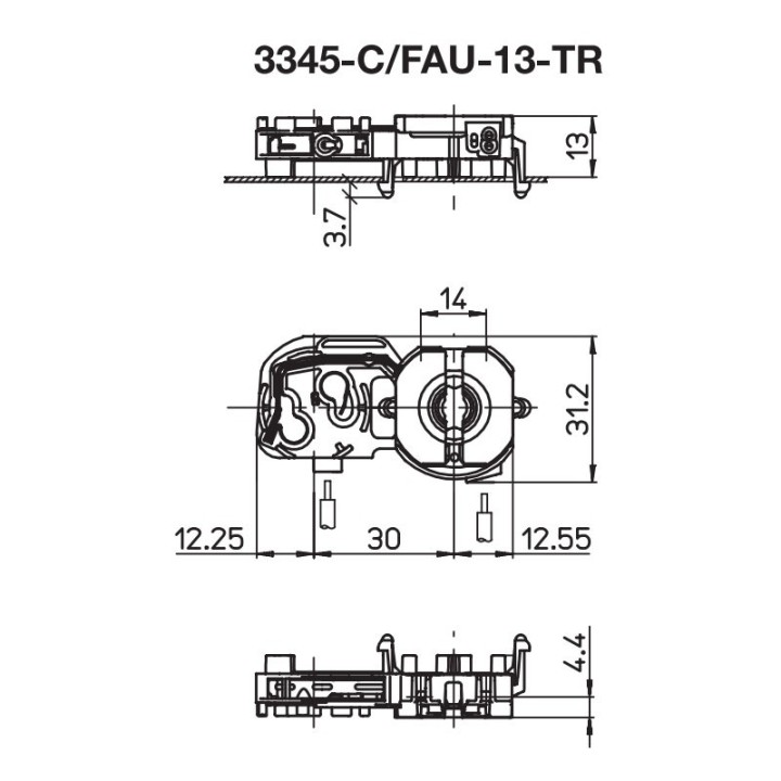Douille G13 à clipser 250v 2A + support starter (sans ressort)