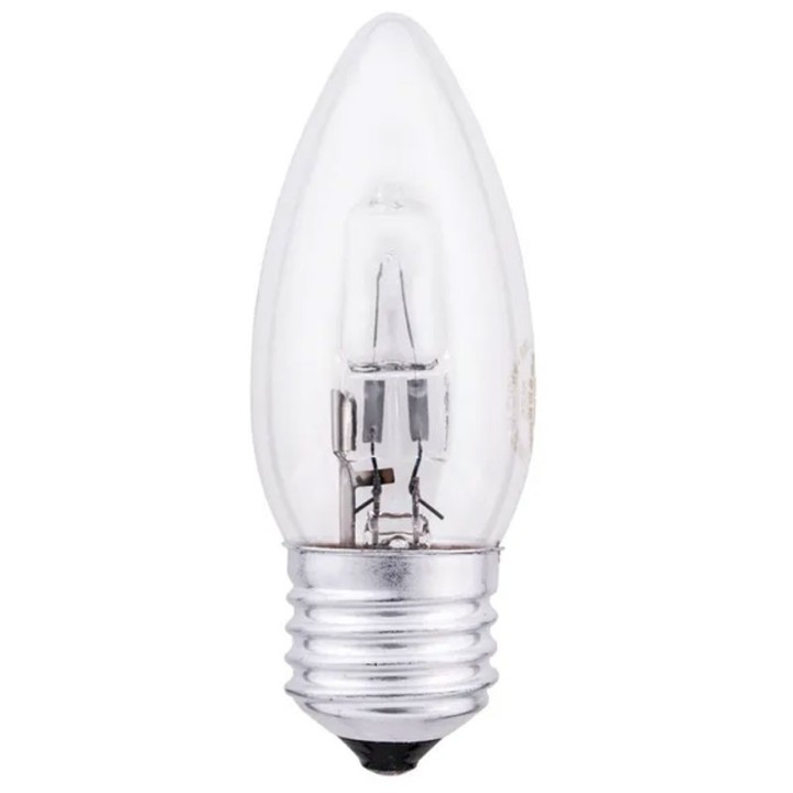 E27 Candle Halogen Clear 42w=55w 230V