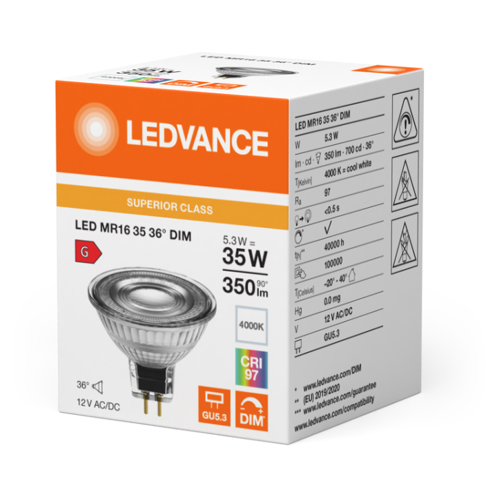 GU5,3 Led Spot MR16 5,3w = 35w 940 36° Dimmable Ledvance