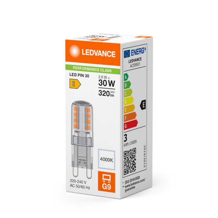 G9 LED Performance 2,6w = 30w 840 Ledvance