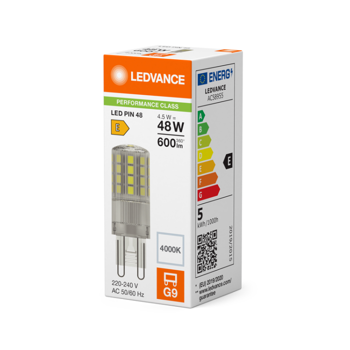 G9 Clear LED PFM Capsule 4.5w = 48w 840 4000K 220-240v LEDVANCE