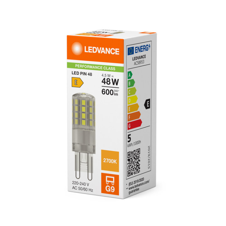 G9 Capsule LED PFM Claire 4,5w = 48w 827 2700K 220-240v LEDVANCE