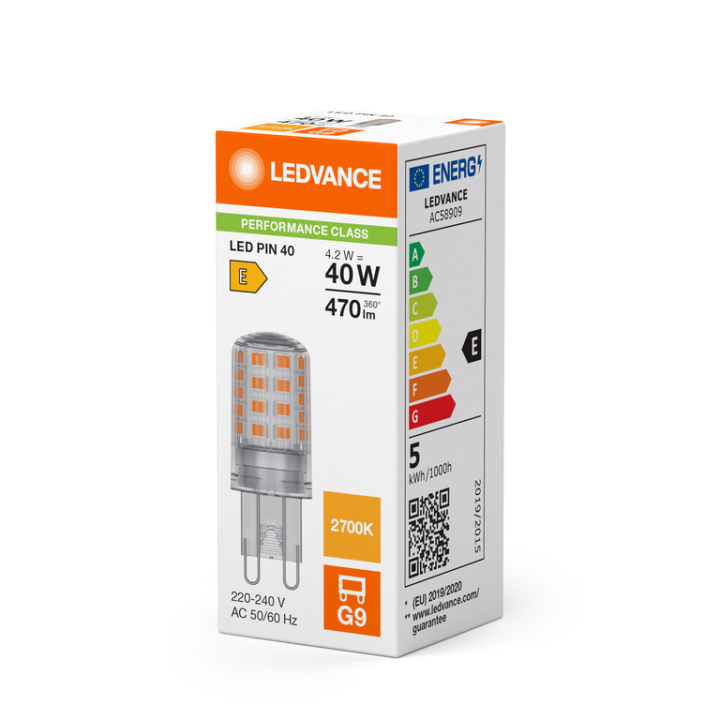 G9 Capsule LED PFM Claire 4,2w = 40w 827 2700K 220-240v LEDVANCE