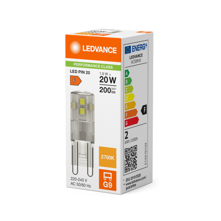 G9 Capsule LED PFM Claire 1,9w = 20w 827 2700K 220-240v LEDVANCE