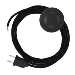 3m Black Kit Black cable 2x0.75mm² + foot switch + 2P plug (1m +2m)