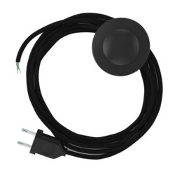 Kit 3m Noir câble Noir 2x0.75mm² + inter à pied + Fiche 2P (1m +2m)