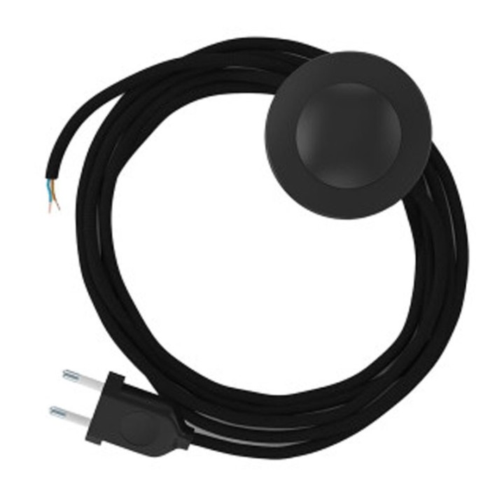 3m Black Kit Black cable 2x0.75mm² + foot switch + 2P plug (1m +2m)