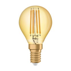 E14 Sphérique LED 1906 Verre Doré Effet Filament 4W 824 2400K Osram