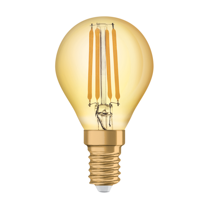 E14 Spherical LED 1906 Gold Glass Filament Effect 4W 824 2400K Osram