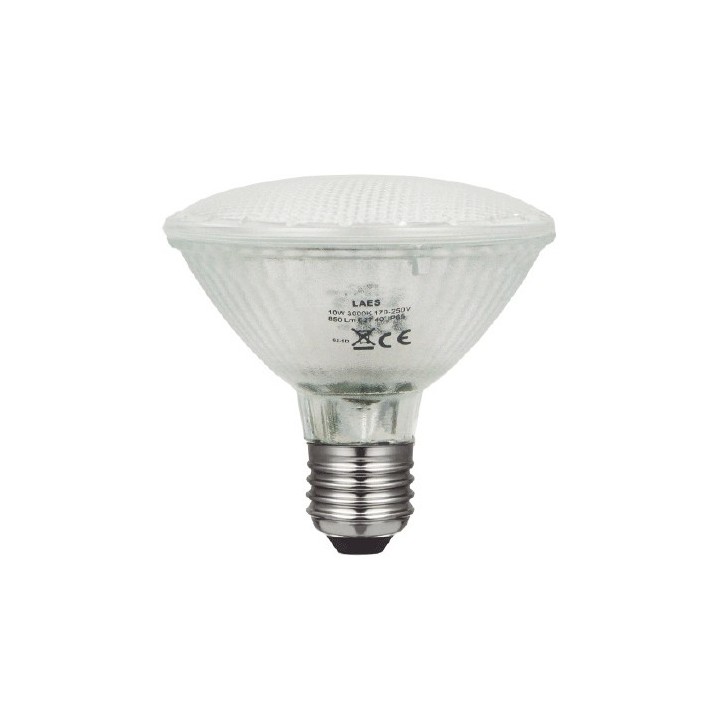 E27 PAR30 LED 10w /830 3000K 230v IP65 Glass LAES